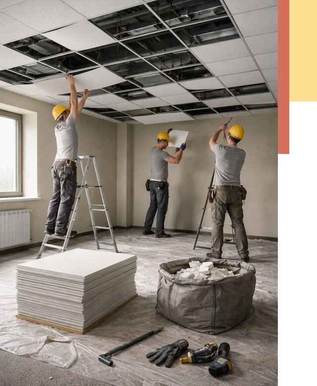 Демонтаж потолка Армстронг в Серпухове от 4572 руб. быстро и недорого | ОТДЕЛОЧНИК-Срп