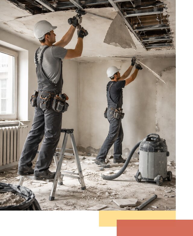 Демонтаж гипсокартонного потолка в Серпухове быстро и аккуратно