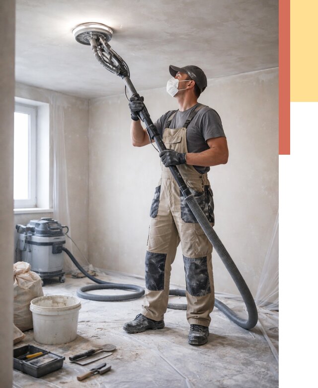 Шлифовка потолка в Серпухове от 3556 руб. — услуги шлифования потолка | ОТДЕЛОЧНИК-Срп