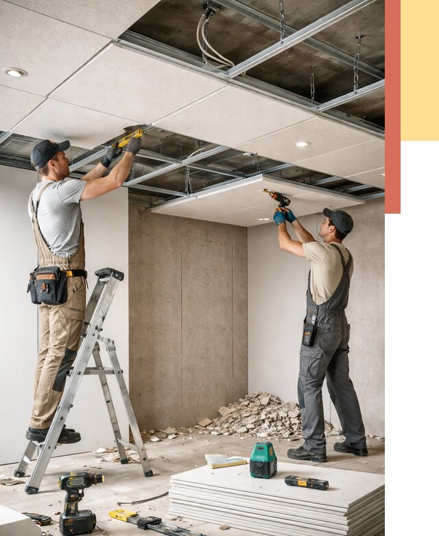 Монтаж акустического потолка в Серпухове от 6605 руб/м2 — быстро и недорого | ОТДЕЛОЧНИК-Срп