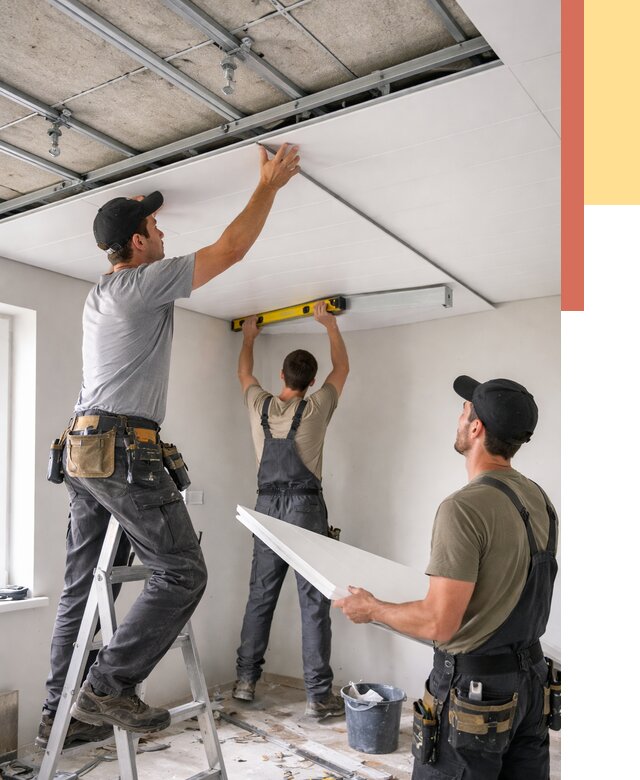 Монтаж потолка из ПВХ панелей в Серпухове от 3556 руб./м2 — быстро и недорого | ОТДЕЛОЧНИК-Срп