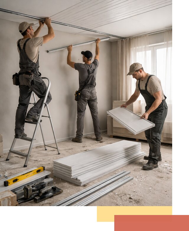 Монтаж потолка из ПВХ панелей в Серпухове оперативно и качественно