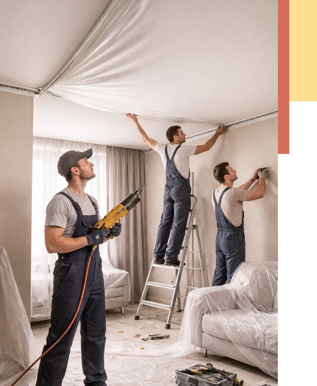 Установка натяжного потолка в Серпухове от 4572 руб. | Быстро и недорого — ОТДЕЛОЧНИК-Срп