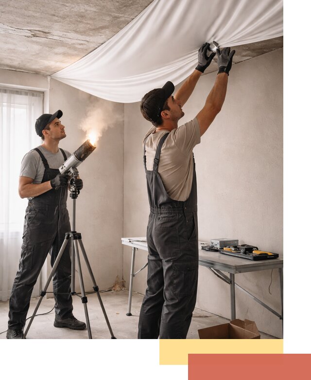 Установка натяжного потолка под ключ в Серпухове