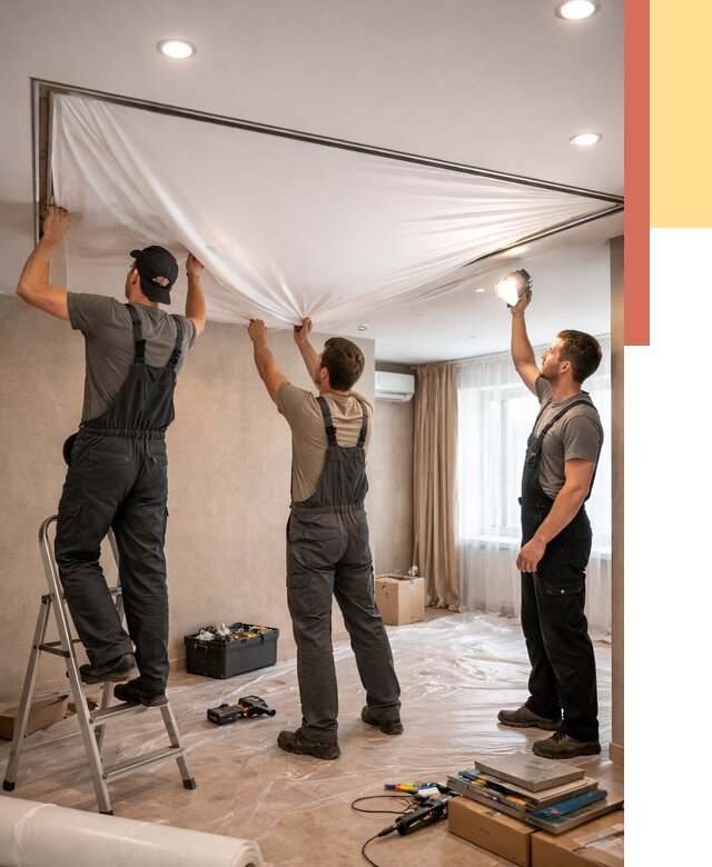 Монтаж ПВХ натяжного потолка в Серпухове от 3556 руб. под ключ | ОТДЕЛОЧНИК-Срп