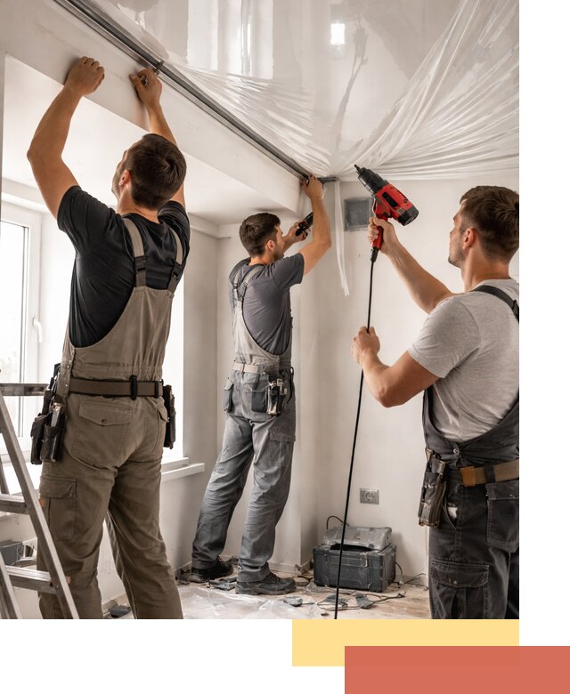 Монтаж глянцевого натяжного потолка в Серпухове быстро и качественно