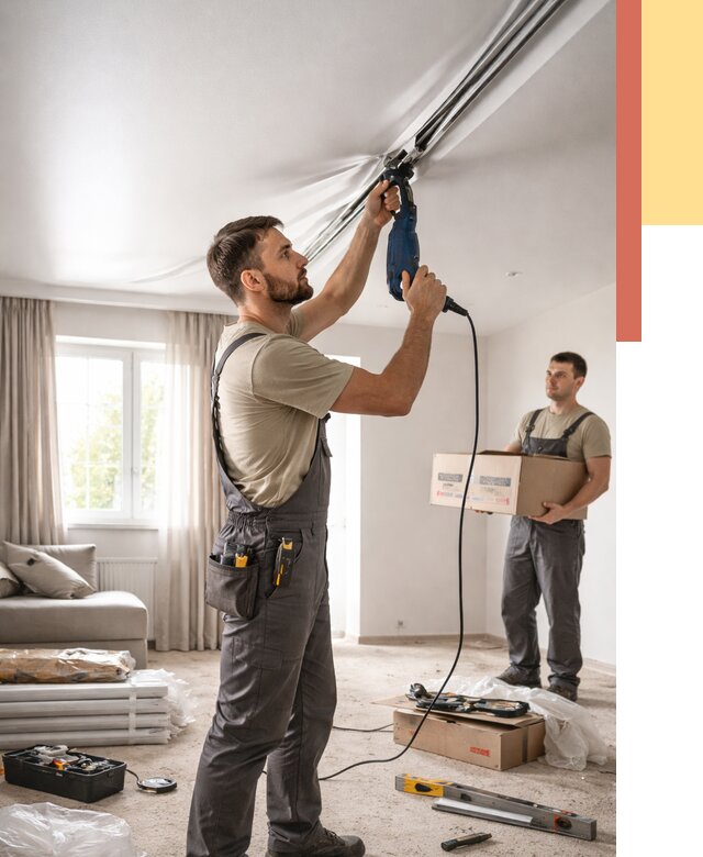 Монтаж сатинового натяжного потолка в Серпухове от 3556 руб. | Быстро, недорого — ОТДЕЛОЧНИК-Срп