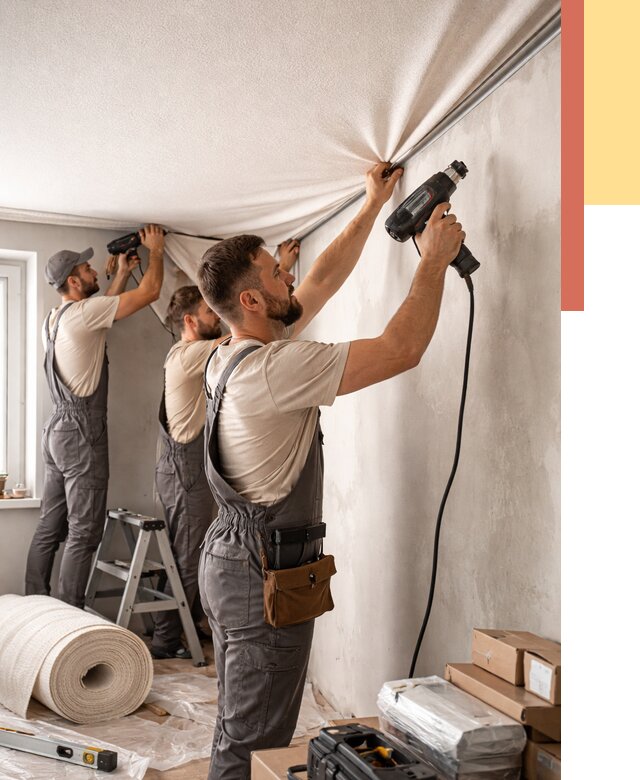 Монтаж фактурного натяжного потолка в Серпухове от 762 руб. — ОТДЕЛОЧНИК-Срп