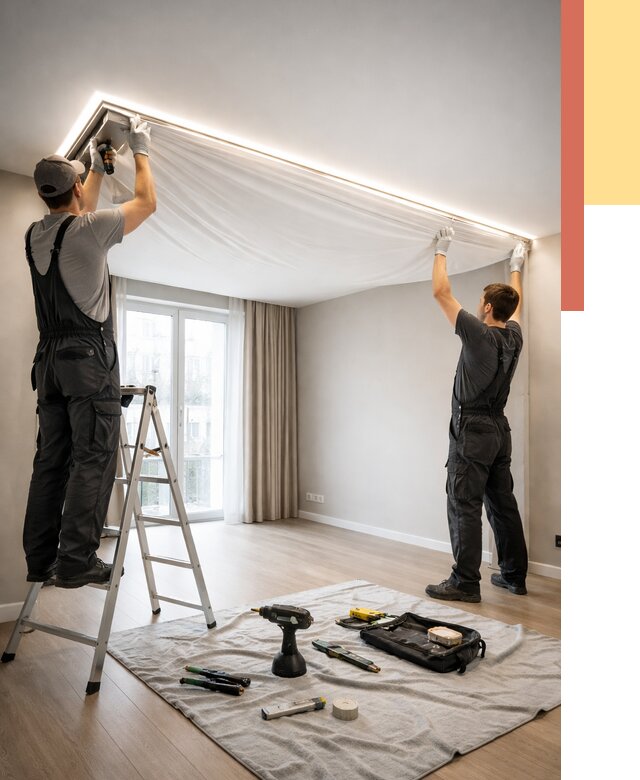 Монтаж парящего натяжного потолка в Серпухове от 4572 руб. быстро и недорого | ОТДЕЛОЧНИК-Срп