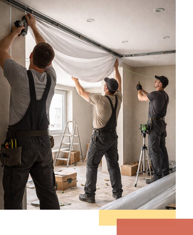 Монтаж парящего натяжного потолка под ключ в Серпухове