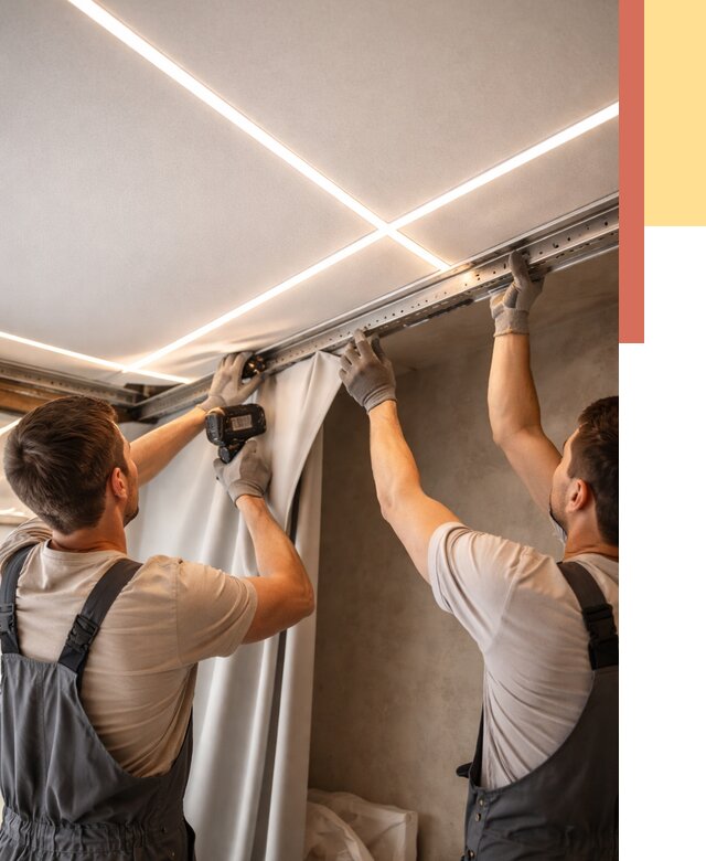 Монтаж натяжного потолка со световыми линиями в Серпухове от 1219 руб. | ОТДЕЛОЧНИК-Срп