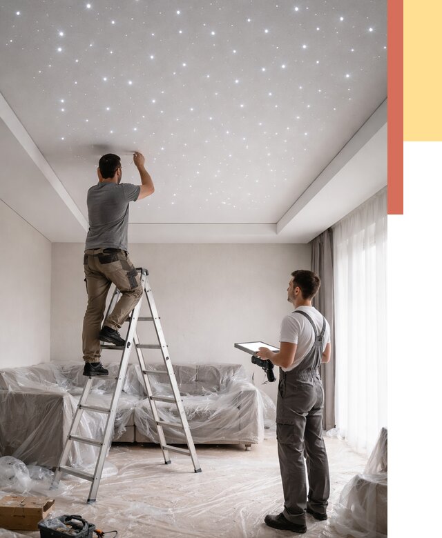 Монтаж натяжного потолка «звездное небо» в Серпухове от 6605 руб. | ОТДЕЛОЧНИК-Срп