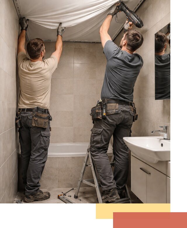 Монтаж натяжного потолка в ванной в Серпухове быстро и качественно