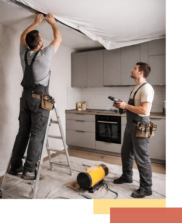 Монтаж натяжного потолка на кухне в Серпухове