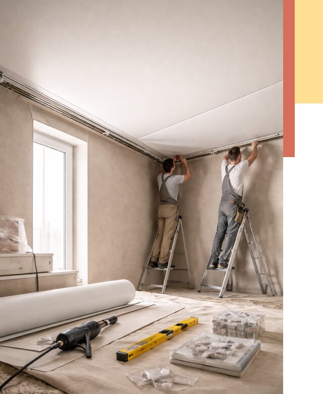 Монтаж натяжного потолка в спальне в Серпухове от 3861 руб. под ключ | ОТДЕЛОЧНИК-Срп