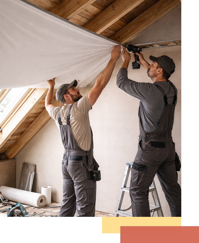 Монтаж натяжного потолка в мансарде в Серпухове