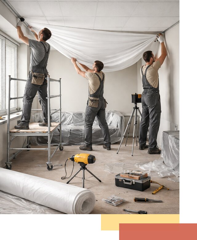 Монтаж натяжного потолка в офисе в Серпухове