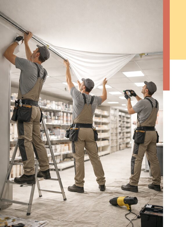 Монтаж натяжного потолка в магазине в Серпухове от 4572 руб. быстро и недорого | ОТДЕЛОЧНИК-Срп