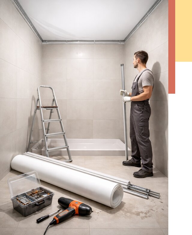 Монтаж натяжного потолка в санузле в Серпухове от 1880 руб. — ОТДЕЛОЧНИК-Срп