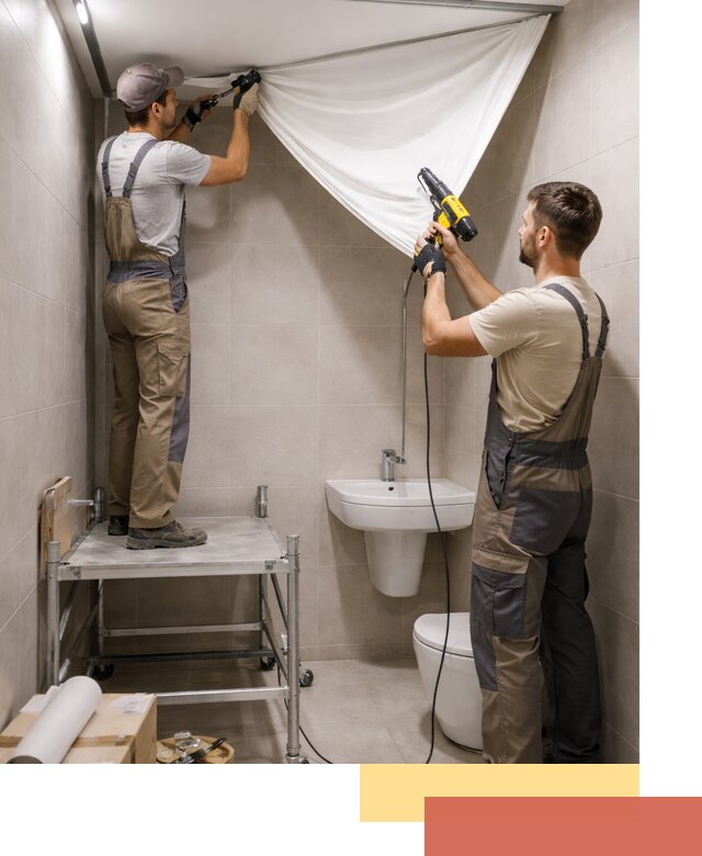 Монтаж натяжного потолка в санузле в Серпухове