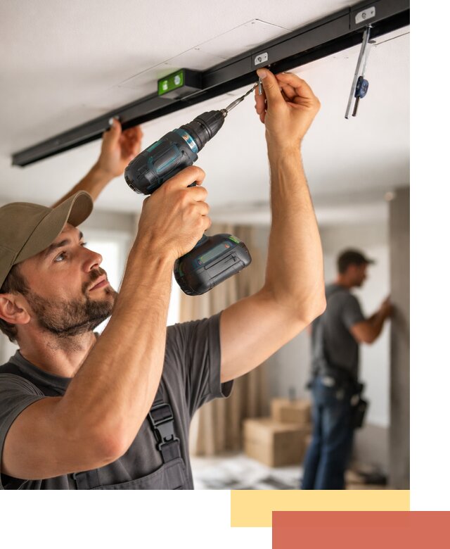 Установка трековых светильников в натяжной потолок в Серпухове