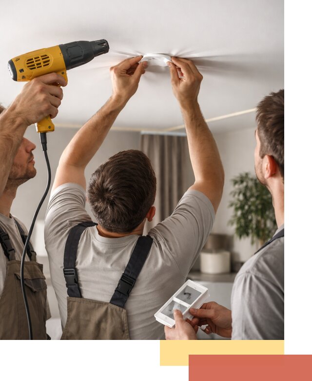 Ремонт прокола полотна натяжного потолка в Серпухове