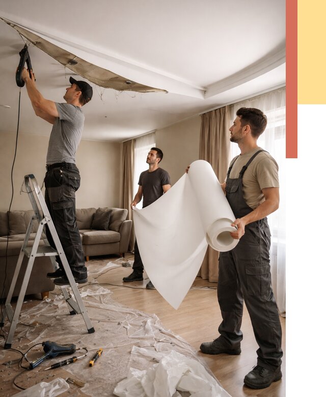 Замена полотна натяжного потолка в Серпухове от 9653 руб. быстро и недорого | ОТДЕЛОЧНИК-Срп