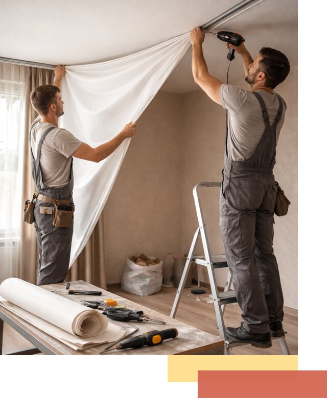 Замена полотна натяжного потолка в Серпухове быстро и качественно