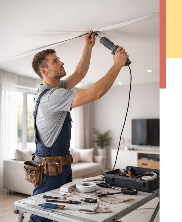 Ремонт натяжных потолков в Серпухове от 9653 руб. под ключ — ОТДЕЛОЧНИК-Срп