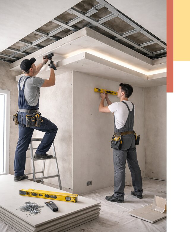 Двухуровневый потолок из гипсокартона в Серпухове от 1473 руб. под ключ | ОТДЕЛОЧНИК-Срп