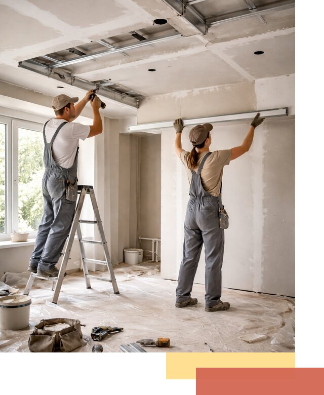 Монтаж многоуровневого потолка из гипсокартона в Серпухове