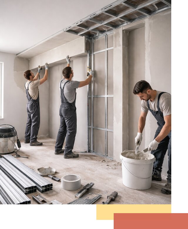 Монтаж потолка из гипсокартона с нишей в Серпухове