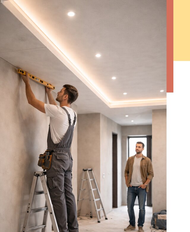 Потолок из гипсокартона с подсветкой в Серпухове от 762 руб./м2 под ключ | ОТДЕЛОЧНИК-Срп