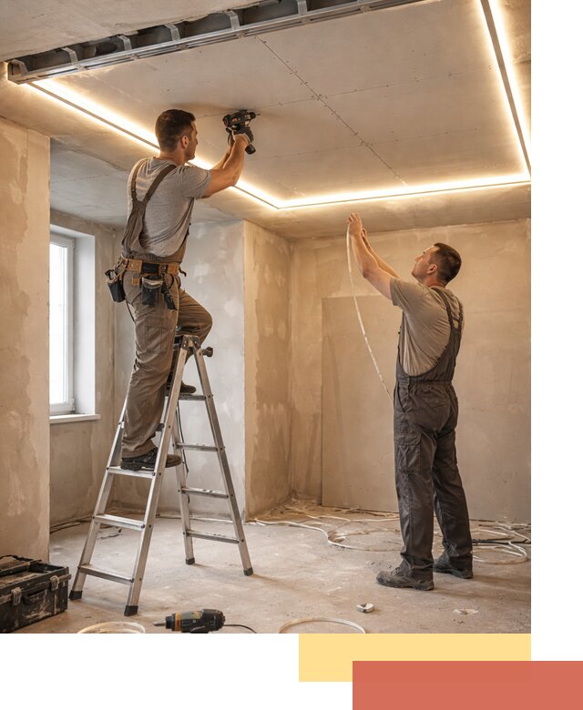 Потолок из гипсокартона с подсветкой в Серпухове