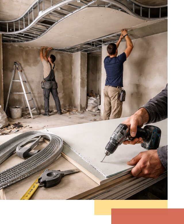 Криволинейный потолок из гипсокартона в Серпухове — монтаж и отделка