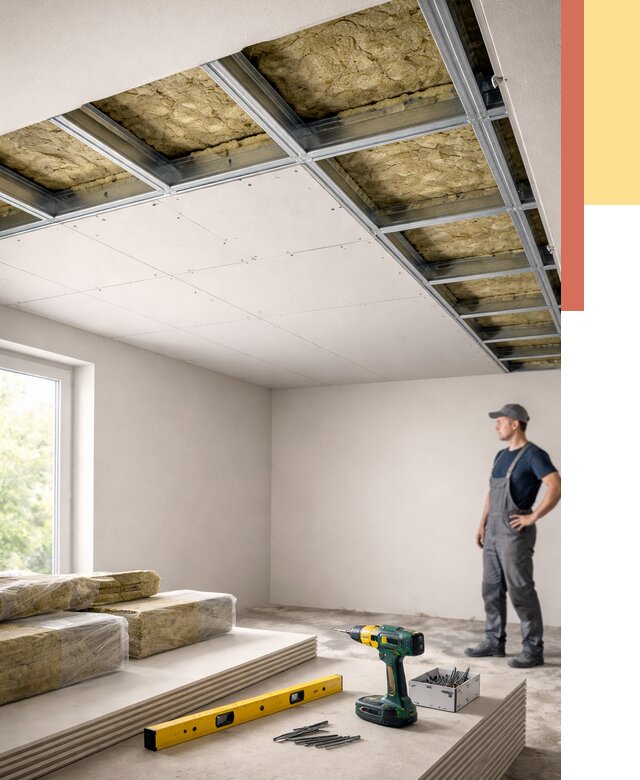 Звукоизоляция потолка ГКЛ в Серпухове от 965 руб. — монтаж под ключ | ОТДЕЛОЧНИК-Срп