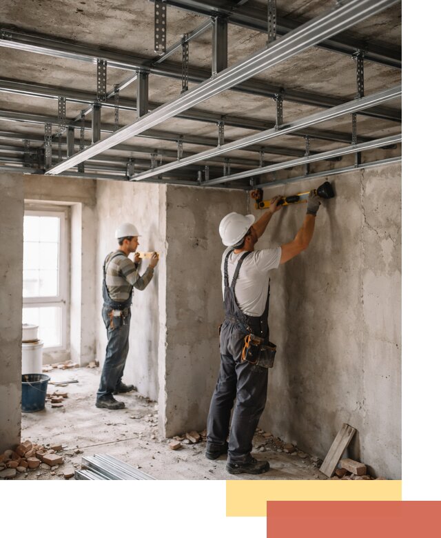 Монтаж каркаса потолка из профильного профиля в Серпухове