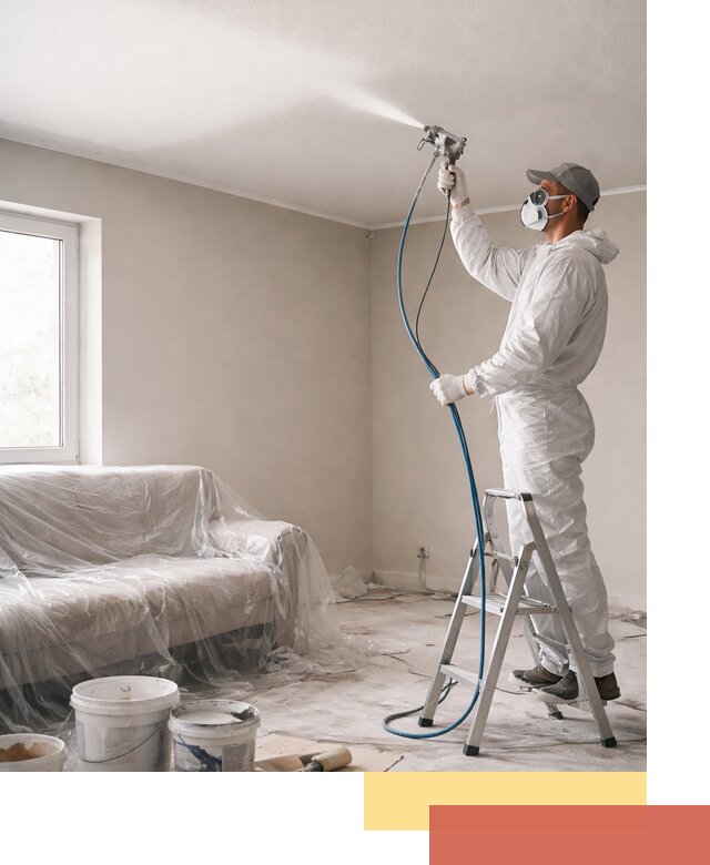 Покраска потолка краскопультом в Серпухове быстро и качественно