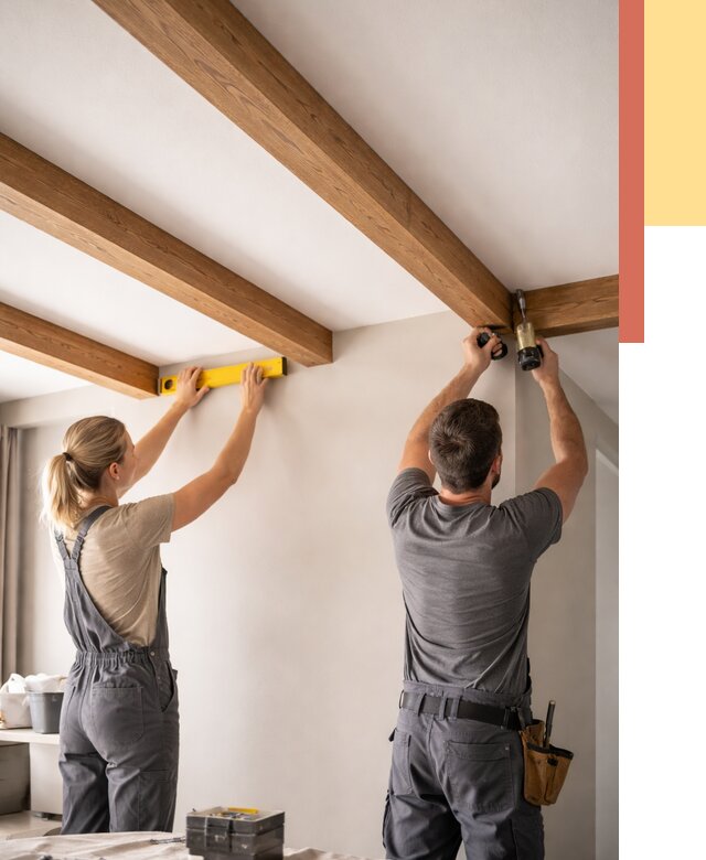 Монтаж декоративных балок на потолок в Серпухове от 4268 руб. — ОТДЕЛОЧНИК-Срп