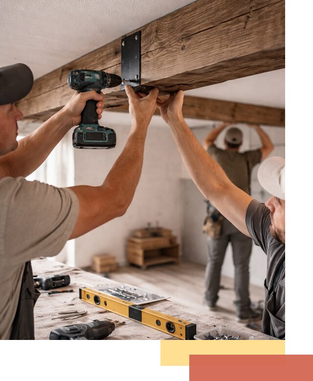 Монтаж декоративных потолочных балок в Серпухове